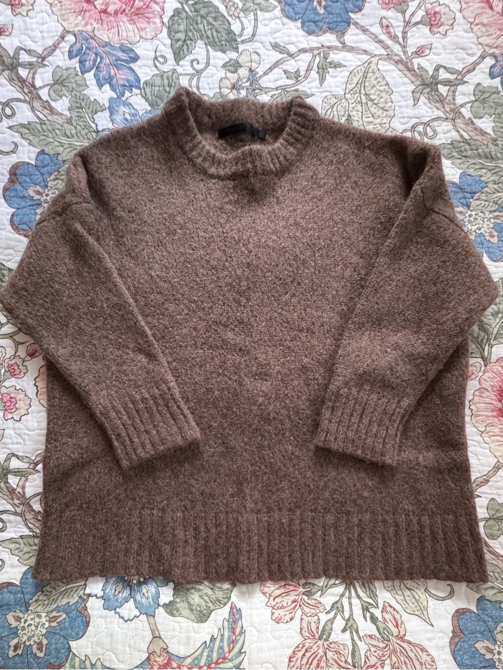 Jenni Kayne Brown Cocoon Crewneck Alpaca Blend Sweater